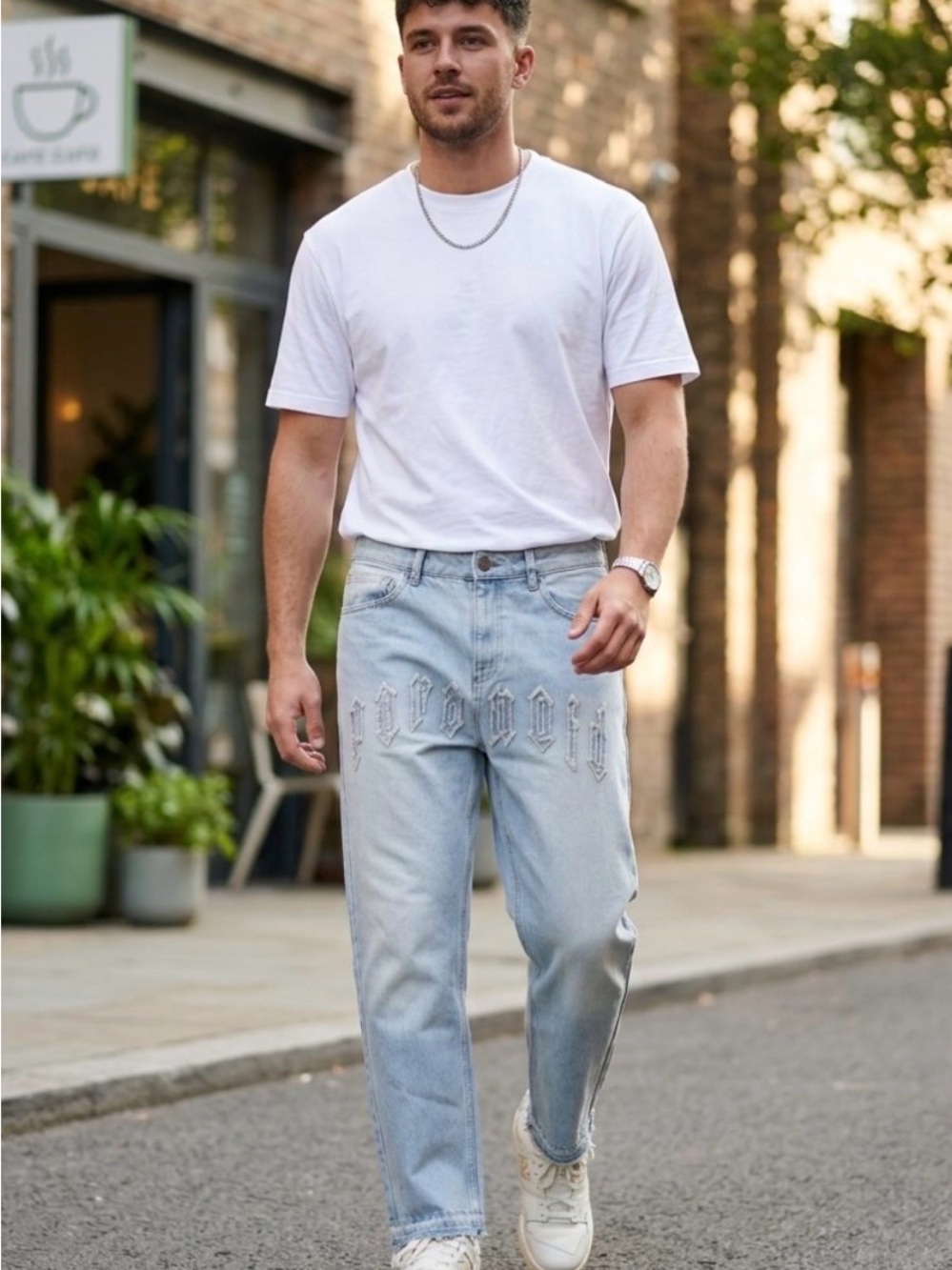 Men's  Black squad (PARANOID)Light Blue baggy Denim JeansSz30 NWT